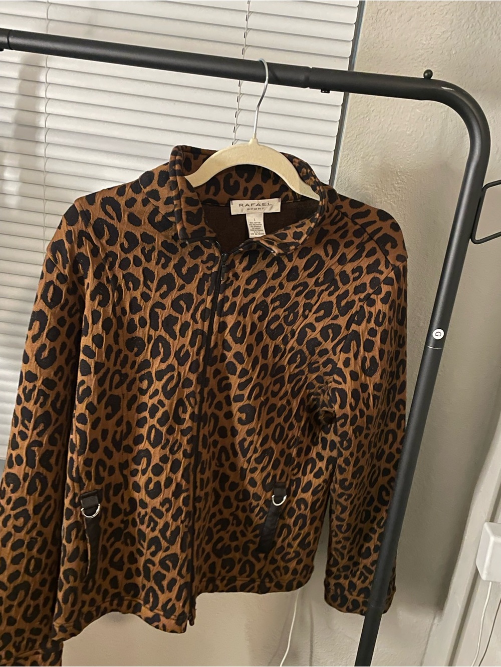 Rafaella Leopard Print Zip Jacket in Brown and Black